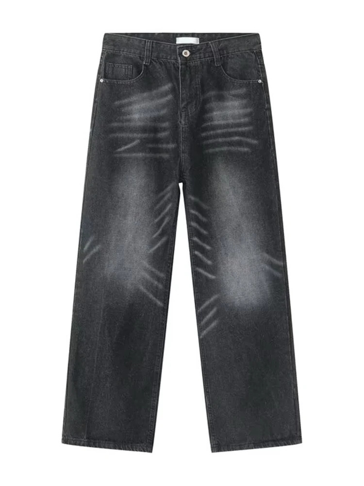 Summer Mens Jeans Wide Leg Classic Daily Denim Pants Waist Cargo Harajuku Jeans Male Autumn Loose Black Long Trousers 250611