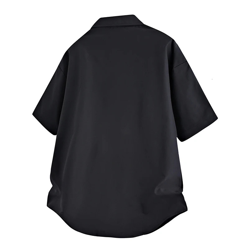 Summer classic solid color versatile lapel mens short-sleeved shirt youth daily casual loose breathable top 250611