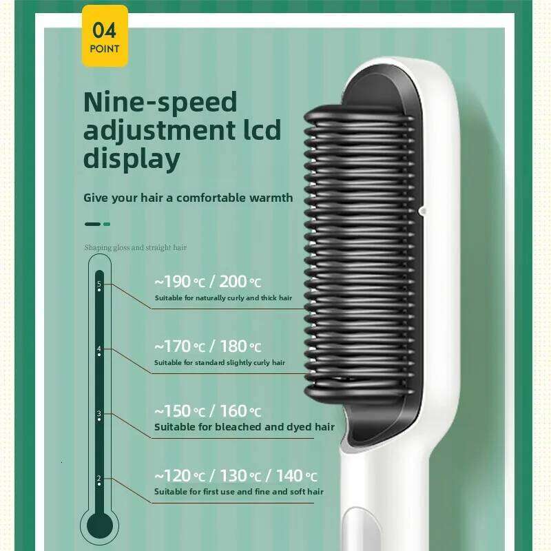 Electric 2-In-1 Straight Hair Curling Brush Straightener Comb Negative Ion Anti-Scalding Styling Tool For Hot Sale