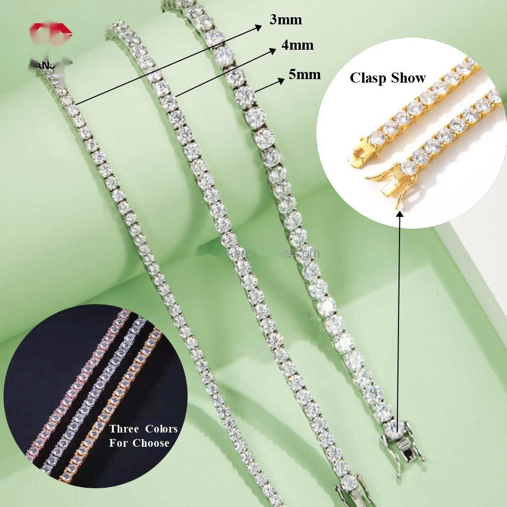 OACOCA Fashion Jewelry 925 Sterling Silver Iced Out 20inches Mossanite Tennis Link Chains 4mm D VVS Moissanite Tennis Necklace