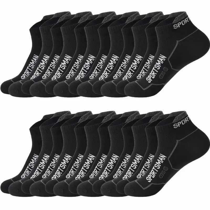 12 Pairs Men Knitted Anti Odor Sports Socks Fashionable Letter Sweat Absorbing Mesh Breathable Couple Running Casual Socks Z250610