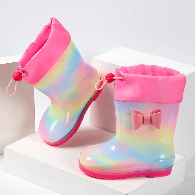 Cartoon Rain Boots For Children Womens Boys Baby Shoes Flower Print Cross-Border E-Commerce Stock Rainwear Footwear 250611