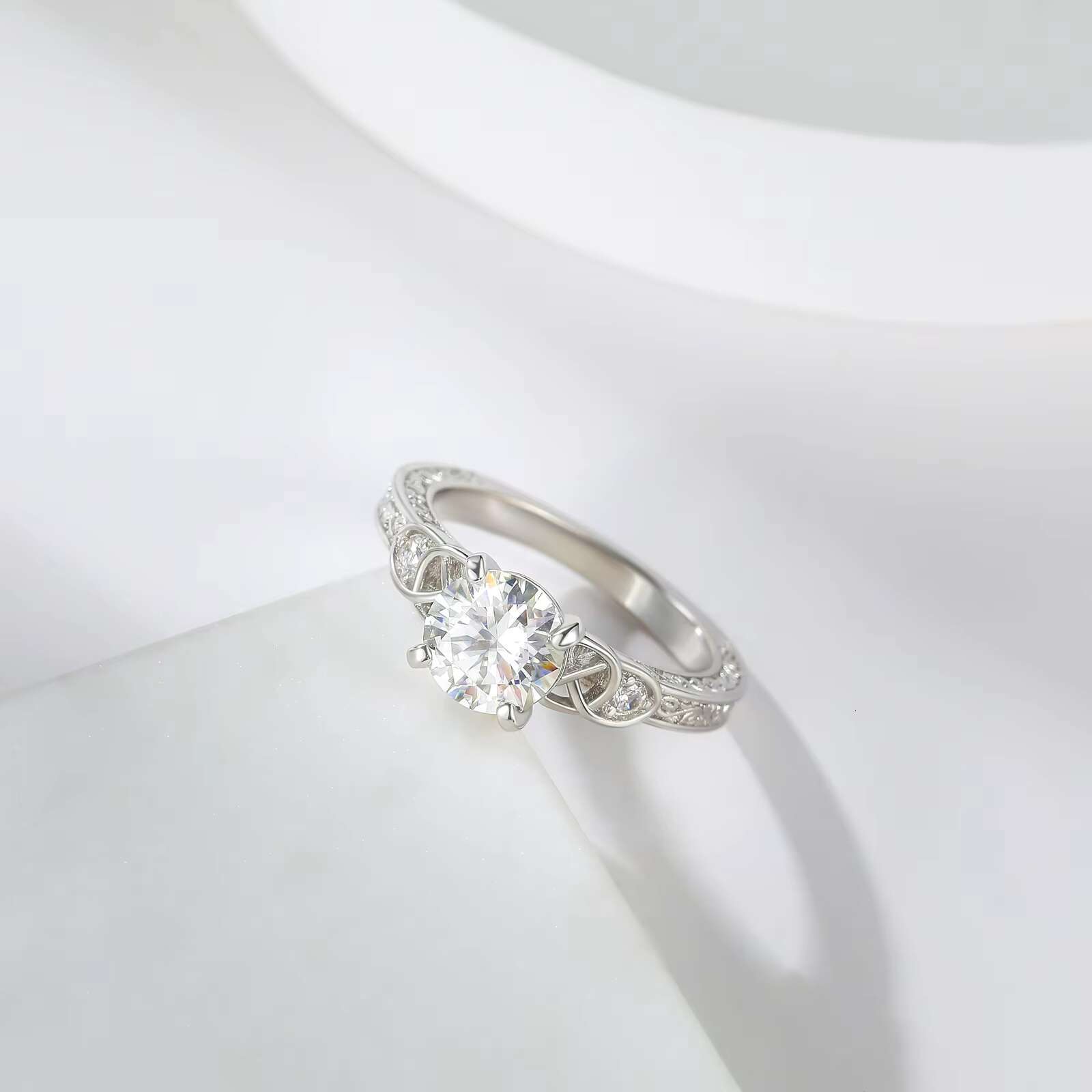 Wholesale Moissanite Diamond Rings 1.5ct Lady 925 Silver Gold Nugget Cuban Wedding Ring