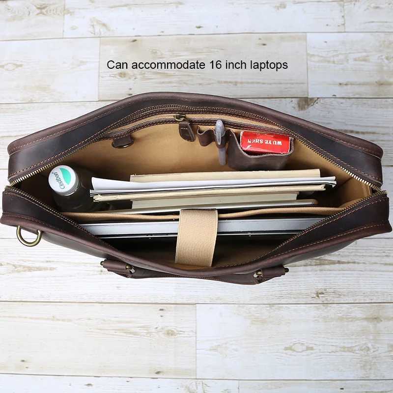 New Leather Mens Business Leisure Handbag With Cowhide Horizontal Style And Large Capacity Single-Shoulder Messenger Briefcase W250610