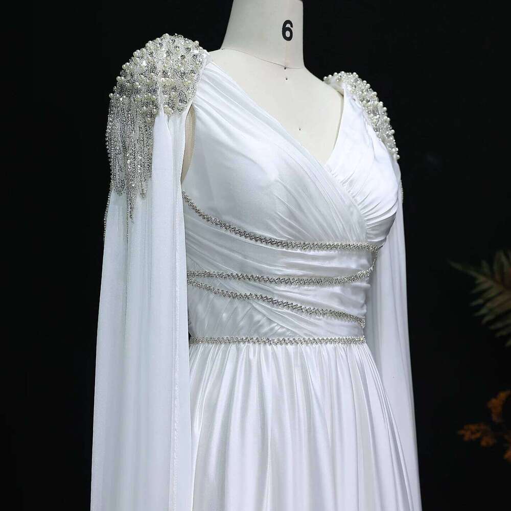 Sharon Said Crystal Rose Gold Evening Dress with Cape Elegant V-Neck Turquoise Women Wedding Party Gown SS589 Customized