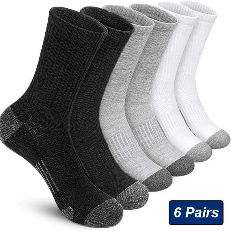6 Pairs Mens Outdoor Gym Socks High Quality Comfortable Soft Cushioned Running Socks Breathable Large Size New Style EU39-46 Z250610
