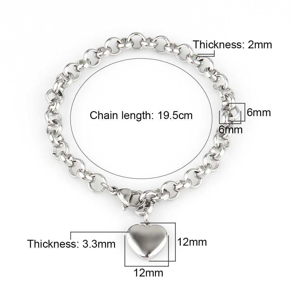 316L Stainless Steel Heart Bracelet For Women Fashion Heart Pendant Chain Bracelets Jewelry Gift XJ250707