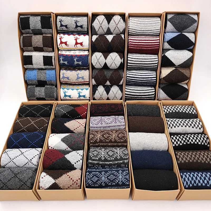 Box Gift Fashion High Quality 5 Pairs/lot Casual Cotton Male Boy Socks Business Keep Warm Mens Socks Z250610
