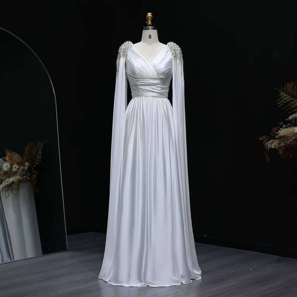 Sharon Said Crystal Rose Gold Evening Dress with Cape Elegant V-Neck Turquoise Women Wedding Party Gown SS589 Customized
