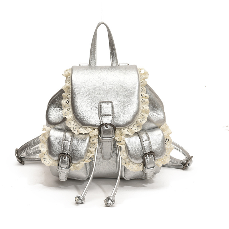 Free shipping designer Fashionable Small Backpack 2025 High-end Lace Trim Niche Design Creative Backpack Korean Style Internet Celebrity Women Bag