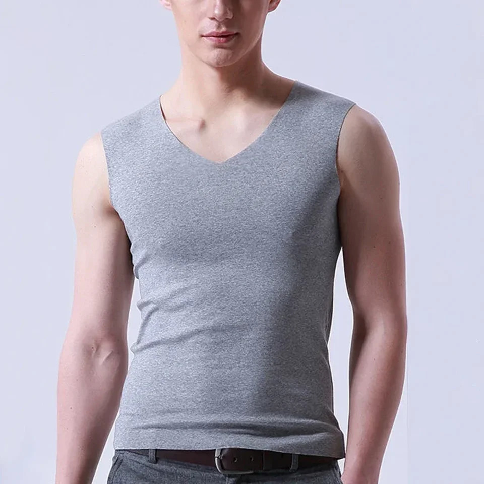 Ice Silk Mens Solid Tank Tops Sexy V Neck Sleeveless Vests Male No Trace Undershirt Elastic Fitness Casual Bodybuilding Suits 250609