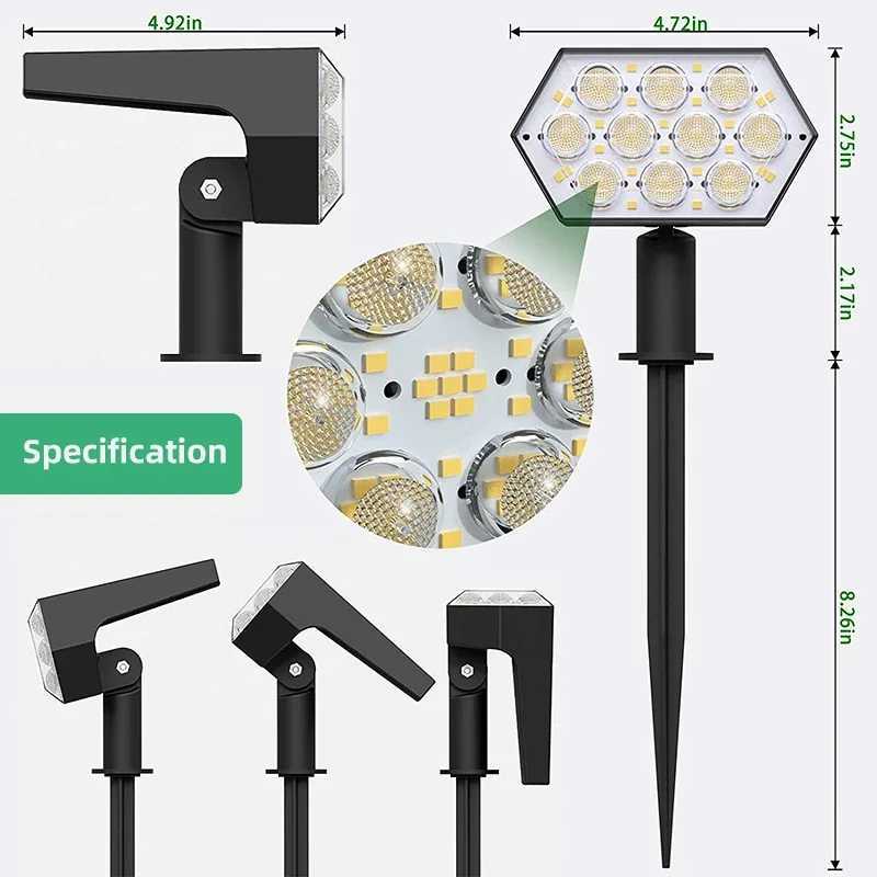 Solar Lights Outdoor 92 LED Solar Spot Lights Outdoor IP67 Waterproof Solar Garden Lights 2 In 1 for Yard Garden Porch Z250610