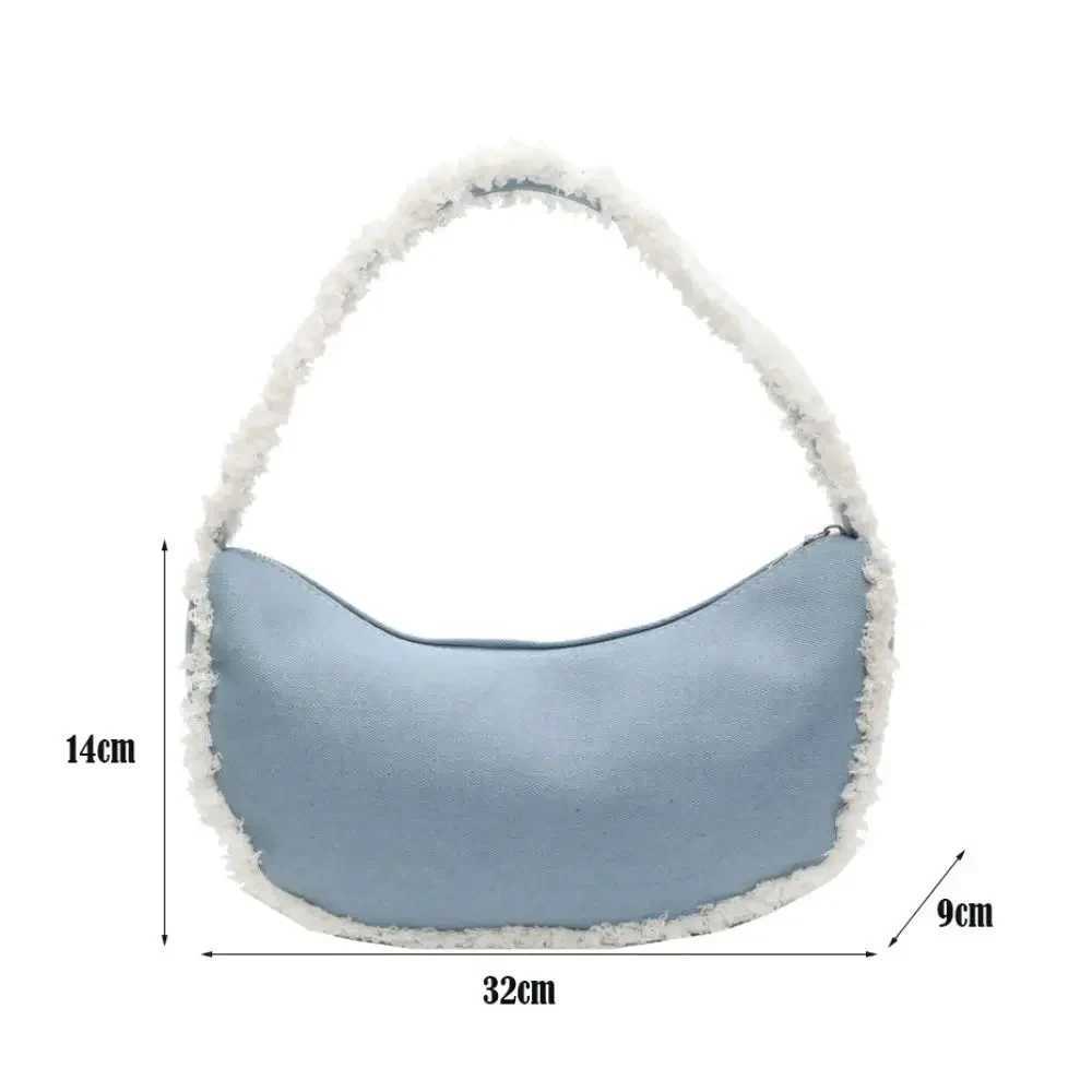 Handbag with Fringed Armpits Rough Edge Design Womens Casual Bag Moon-shaped Shoulder Bag XJ250610