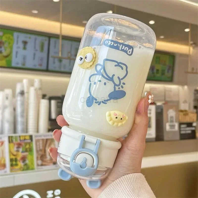 Sanrio Sanrio Anime Transparent Straw Cup Hello Kitty Pochacco 600ML Cartoon Plastic Water Cup with Straw for Drinking Portable Handle for StudentsXJ2