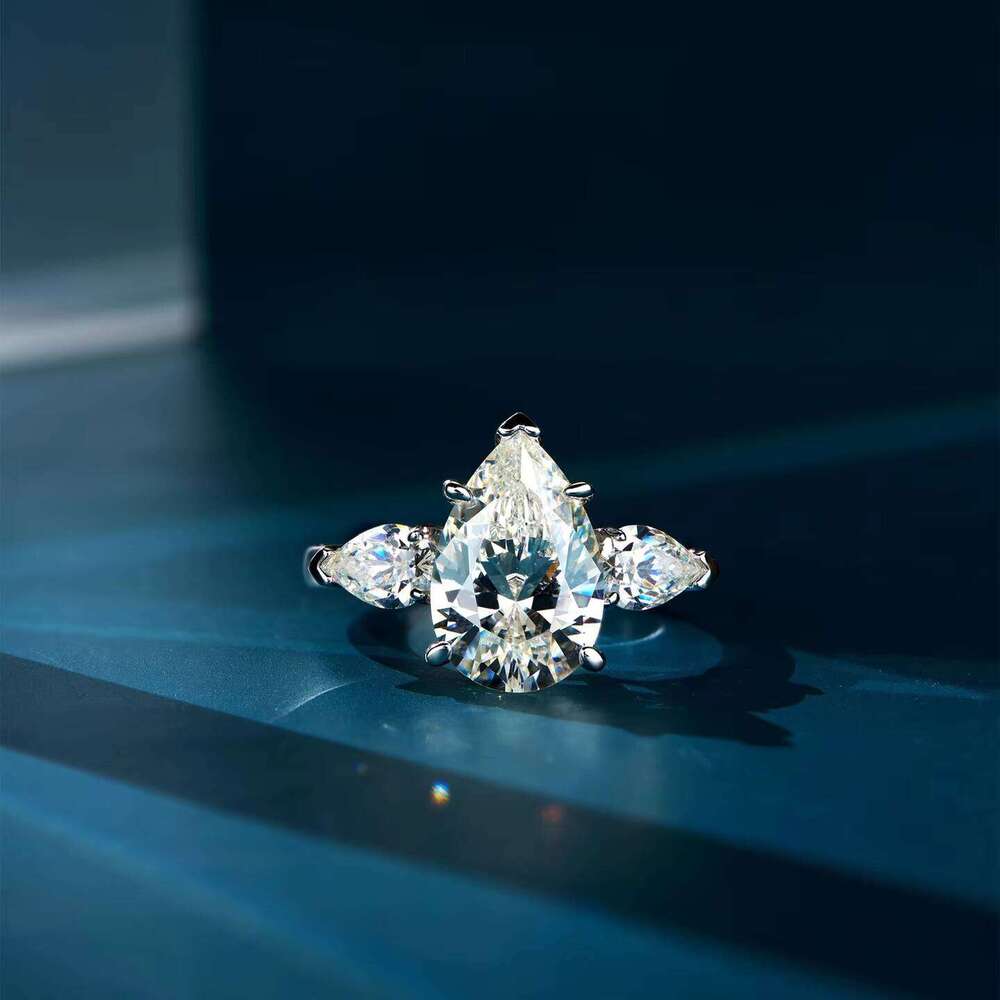 DHcollections Sparkling Stone Jewelry Marquise Moissanite Dia Engagement Ring 14k Yellow Gold for Women