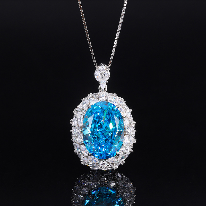 S925 Silver Vintage Fashion High-Carbon Diamond Pigeon Egg Pendant, 13x18mm Luxurious Design, Exquisite Women's Jewelry, Perfect Gift Choice