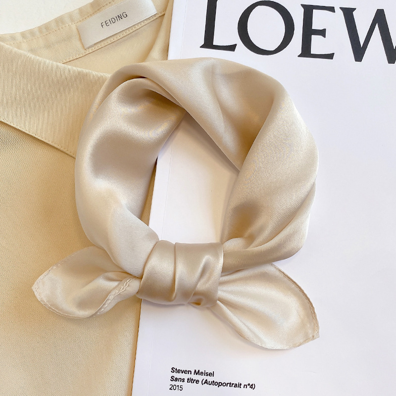 K989 Simulation silk small square elegant solid color 70 silk scarf Hangzhou spring and autumn thin all-match silk scarf decorative scarf