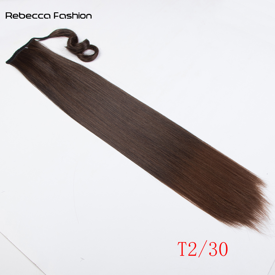Rebecca Fashion Long Straight 32 Inch Wrap Around Clip In Ponytail Hair Heat Resistant Tail Synthetic Extensions