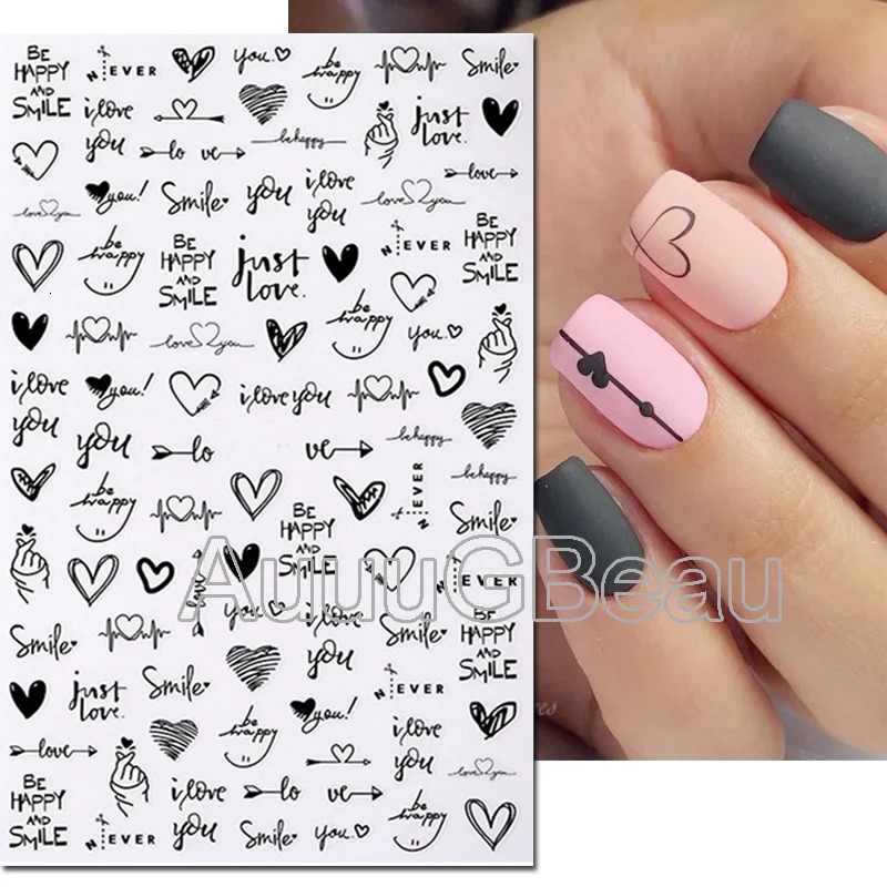 3d Nail Art Decals Geometric Lines Coconut Tree Palms Leaves Flowers Adhesive Sliders Stickers Decorated Manicure 250605