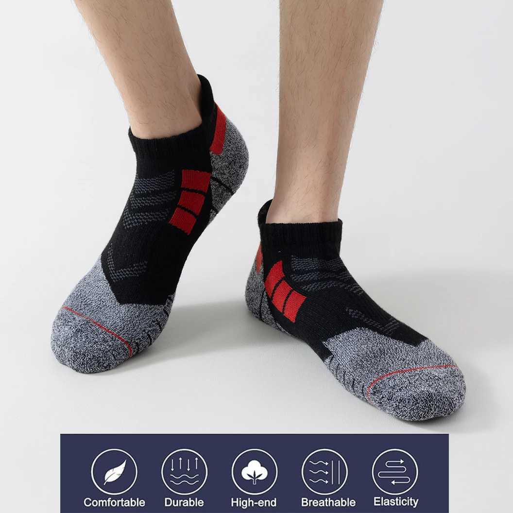 6 Pairs of Sports Socks Pack Thick Men Cushioned Mesh Comfortable Athletic Low Cut Ear Running Ankle Heat Socks Men Z250610
