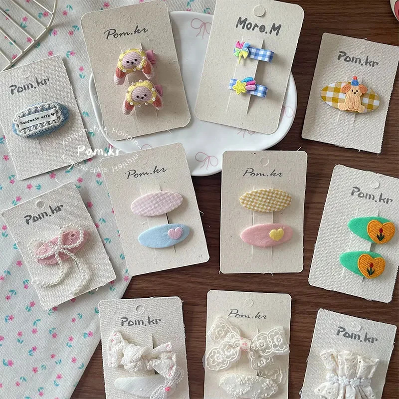 Korean Style Cartoon Hair Clips Girls Butterfly Knot Side Hair Fringe Fabric Children Break Clamp Professional Salon Parti 250611