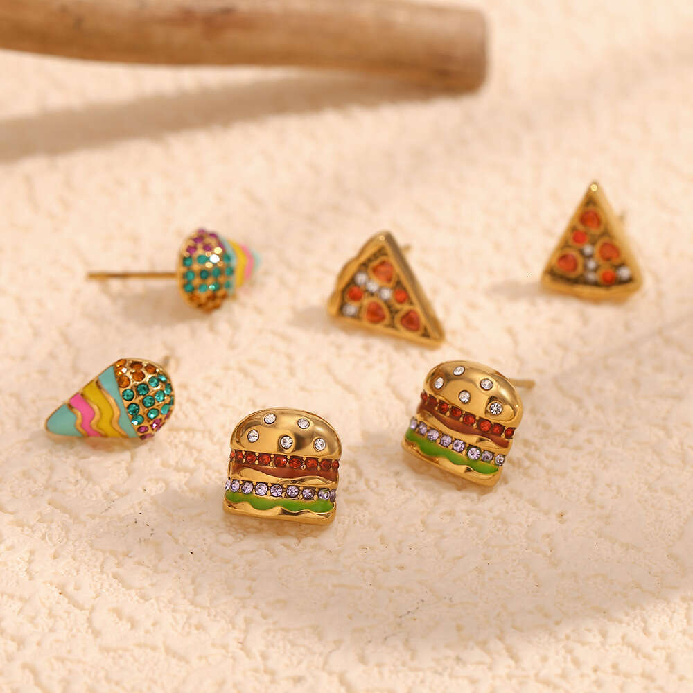 Summer Fashion: Niche Personality's Glittering Gold Plated Sandalwood Ear Cuffs with Delightful Dessert Designs