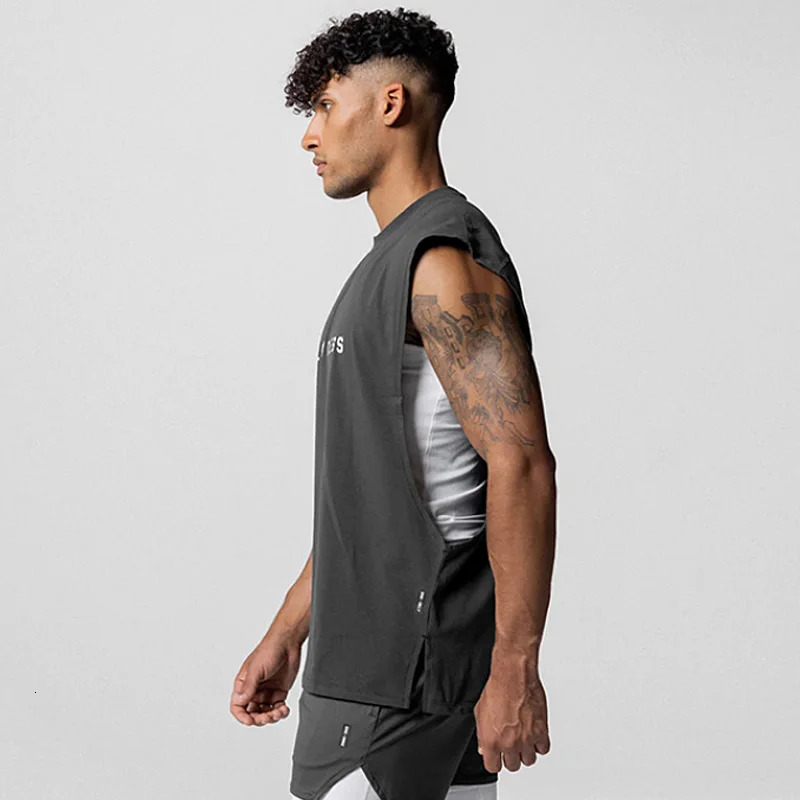 Mens Cotton Bodybuilding Tank Tops Gym Fitness Sleeveless Shirt Male Stringer Singlet Summer Casual Printed Undershirt Vest 250609