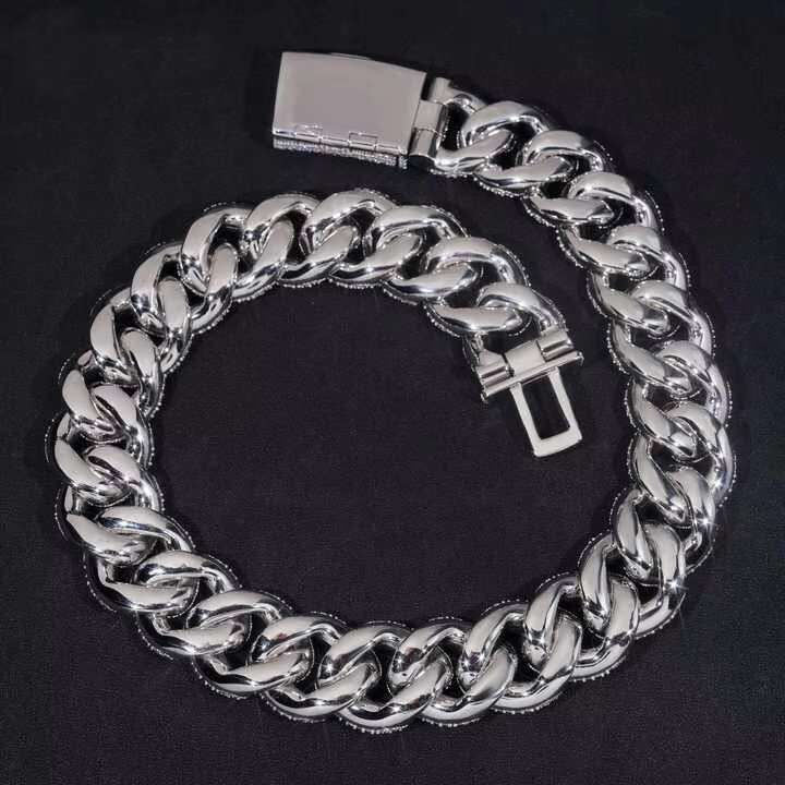 OACOCA Hip Hop Big Heavy Rapper Bling Solid GRA Certificate 925 Sterling Silver 28mm Moissanite Diamond Cuban Link Chain VVS