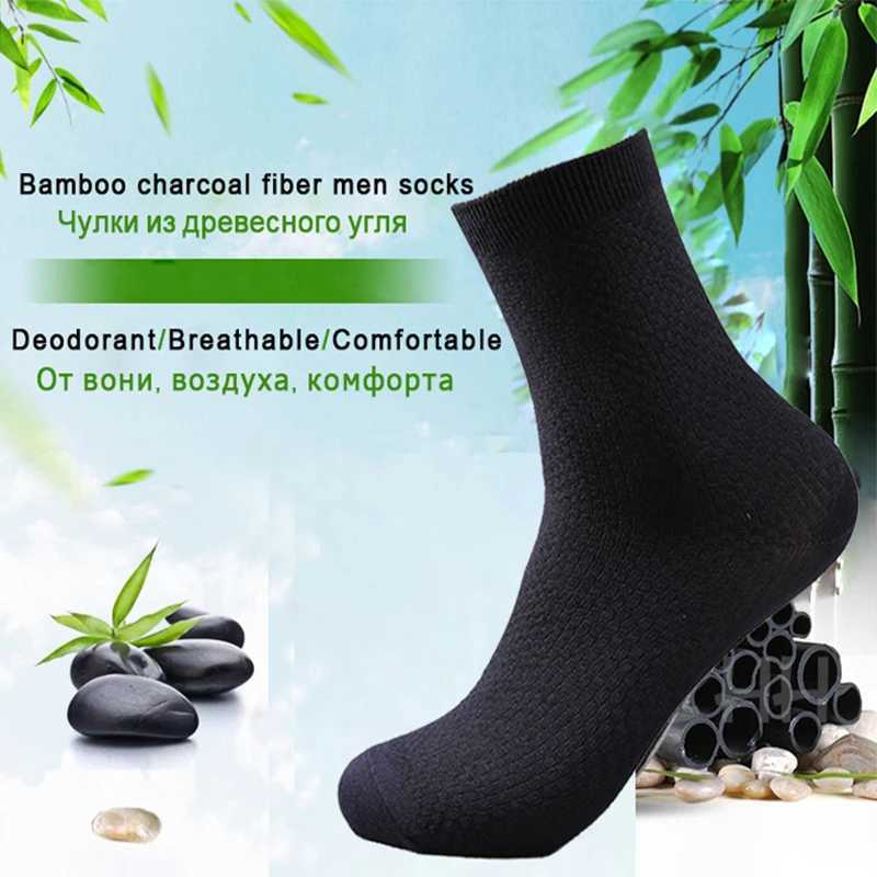 5 Pairs Bamboo Fiber Mens Socks Classic Business Crew Socks Spring Autumn Casual Comfortable Breathable Compression Bamboo Socks Z250610