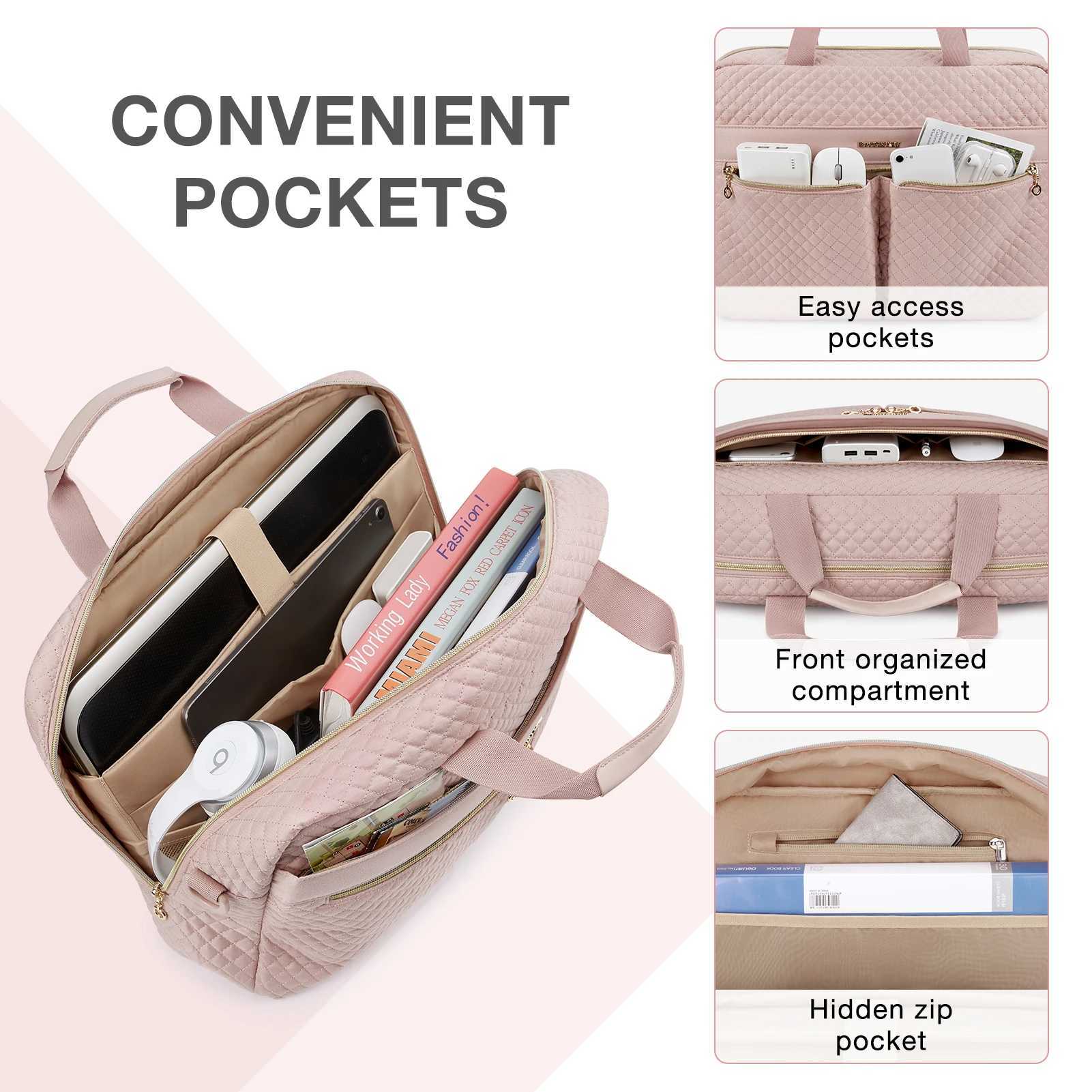 BAGSMART Laptop Bag for Women 15.6 17.3 Inch Macbook Air Pro 13 15 Case Notebook Pouch Computer Handbag Briefcase Work Bag W250610