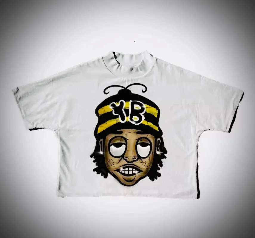 Goth Harajuku American Hip-hop Rock Cartoon Printed Fashionable Short-sleeved Top Men Y2k Loose Casual Oversized T-shirt Women 250611