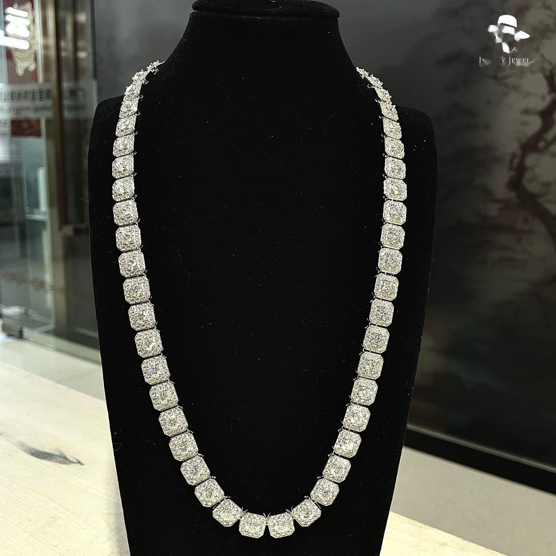 OACOCA Moissanite Chain Hip Hop Jewelry Rock Sugar Chain Moissanite Necklace 925 Silver Chain