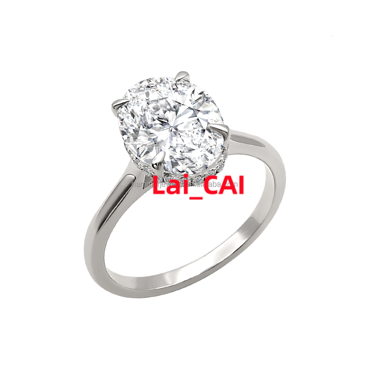 Personalized AU585 14k Gold Jewelry Oval Shape Halo Moissanite Rings Wedding Engagement Rings Women Jewelry