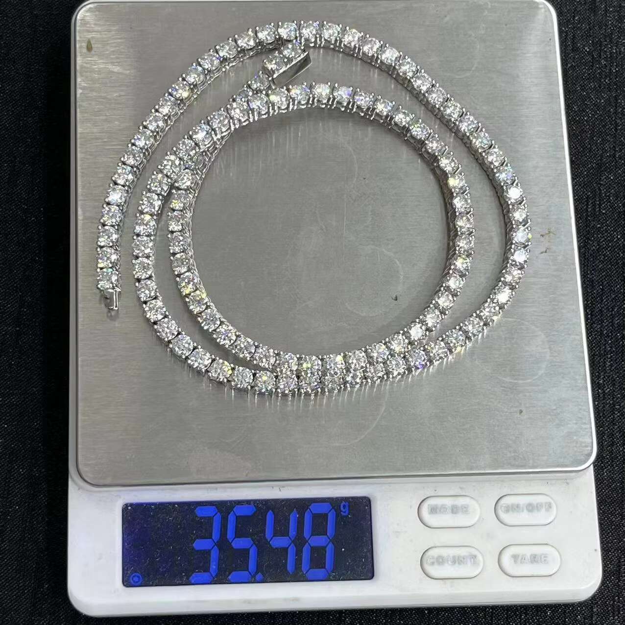 OACOCA Luxury VVS Moissanite Diamond Tennis Chain 4mm 18 Inches Necklace Silver Plated Jewelry Chain