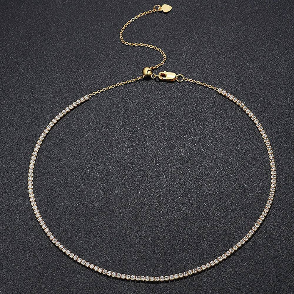 Serenity D Color 2mm Full Moissanite Tennis Necklace Women S Sier Neck Strap Choker Clavicle Chain Plated Fine Jewelry