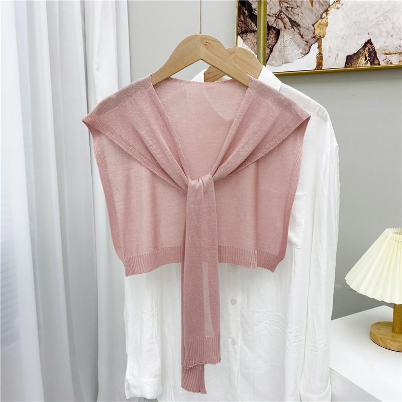 K983 2024 Ice Silk Thin Breathable Comfort Shawl Fashionable Versatile Solid Color Sunscreen Shoulder Air Conditioning Knitted Shawl