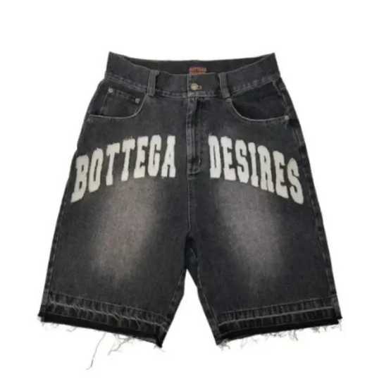 Y2K Street Harajuku Letter Pattern Embroidery Baggy Denim Shorts Men American Style New Fashion Gothic High Waist Short Jeans