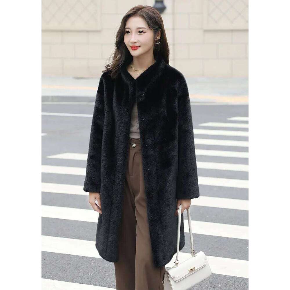 Fake for women's winter 2023 new integrated mid length mink fur coat faux