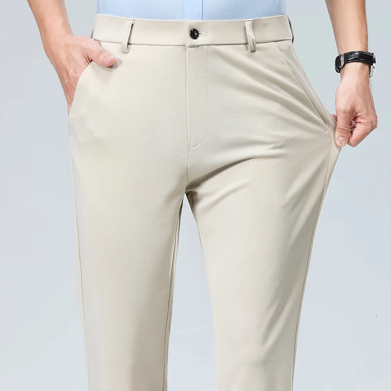 Summer Autumn Thin Trousers Men Formal Dress Suit Pants Work Quality Business Casual Black Wine Red Long 250610