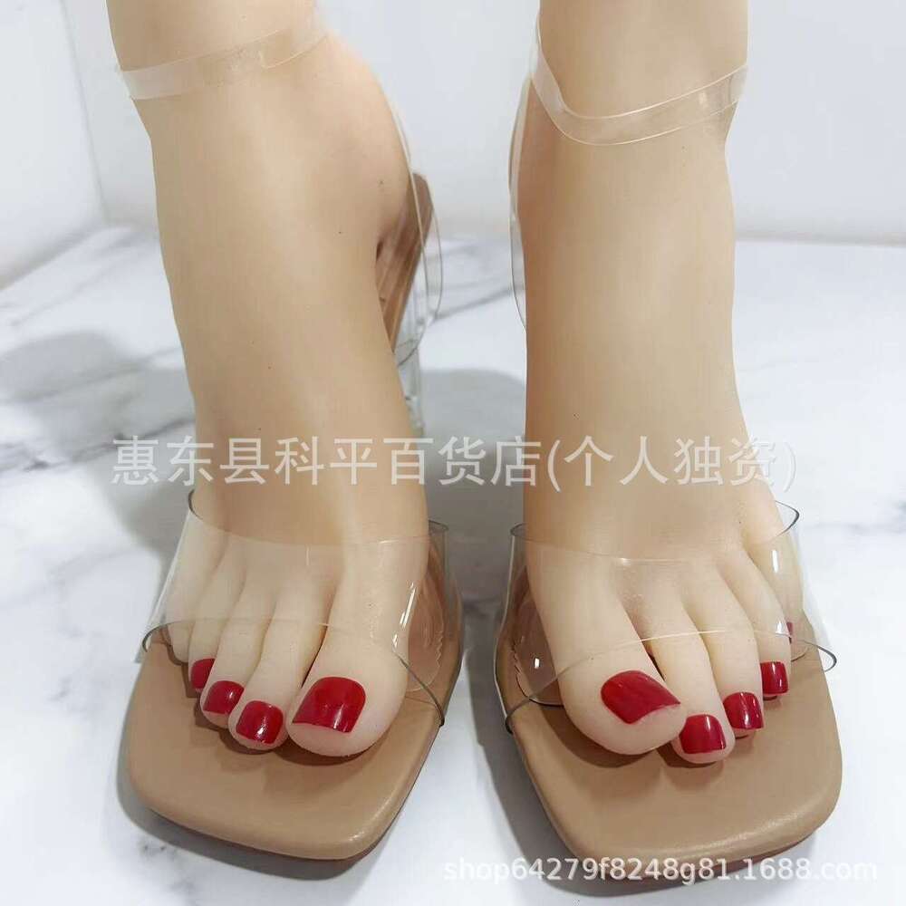 2023 Summer New Shoes Sexy Transparent Open Toe One-Strap Sandals Women's Stiletto Internet Celebrity Runway High Heels