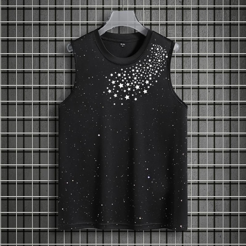 Summer Mens Y2k Graphic Cotton Sleeveless T-Shirt American Retro Fashion Trend Street Casual Loose Breathable Mens Tops 250611