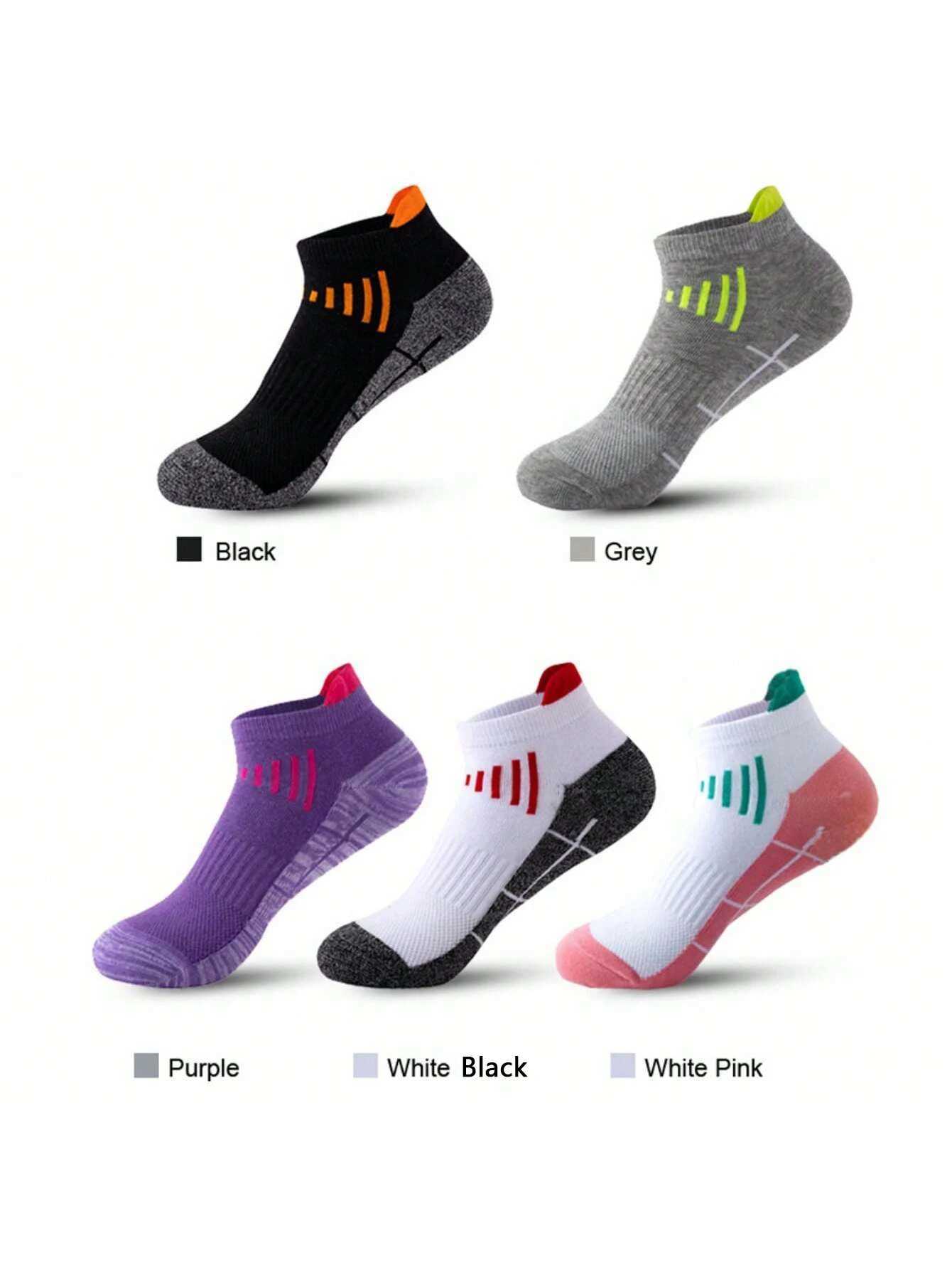 5 Pairs Unisex Anti-Slip Sweat-Absorbent Anti-Odor Anti-Friction Sports Socks For Outdoor Running Low-Cut Ankle Sport Socks Z250610