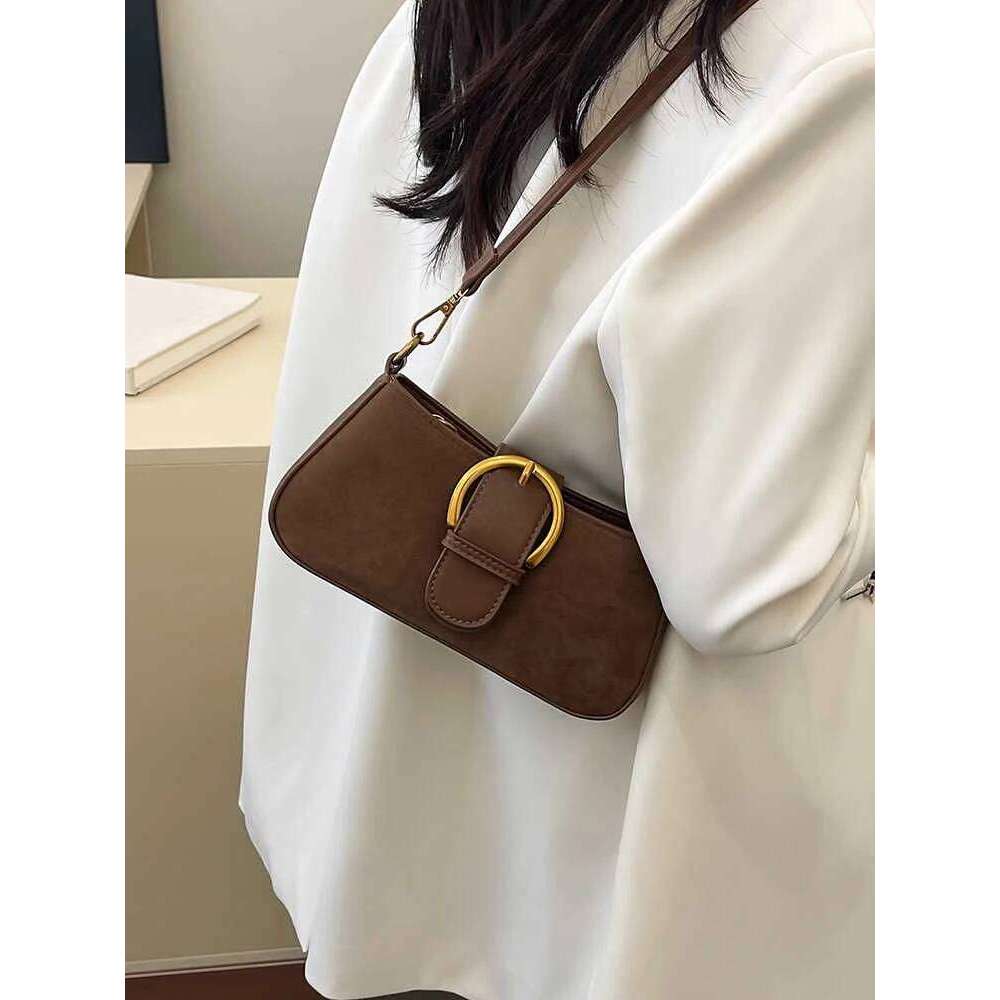 High-end Retro Women Armpit Bags Autumn Winter Belt Design Small Square Trendy Lady Daily Work Crossbody Bag