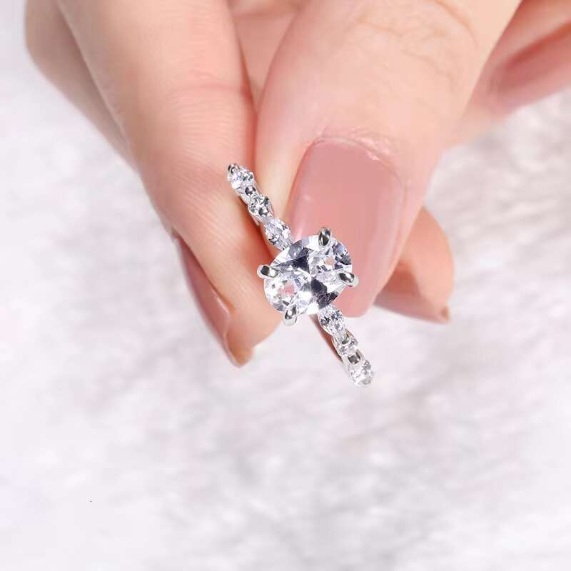 Wholesale Moissanite Diamond Rings 1.5ct Lady 925 Silver Gold Nugget Cuban Wedding Ring