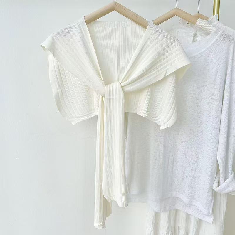 K982 Spring and summer outerwear shawl ice silk thin style net celebrity small shoulder Korean version sunscreen line girlfriend knitted knotted scarf
