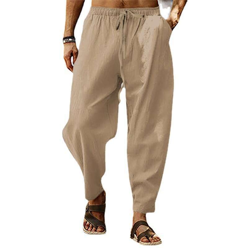 Summer Men's Hip-Hop Breathable Cotton Linen Loose Casual Sports Pants B5
