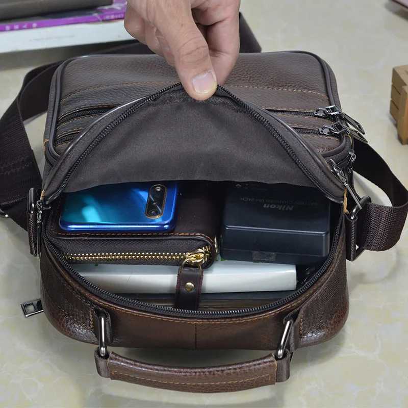 Hot Fashion Men Messenger Bags Genuine Leather Handbags for Men Luxury Brand Male Crossbody Bag for Mini Pad Boy Shoulder Bag W250610