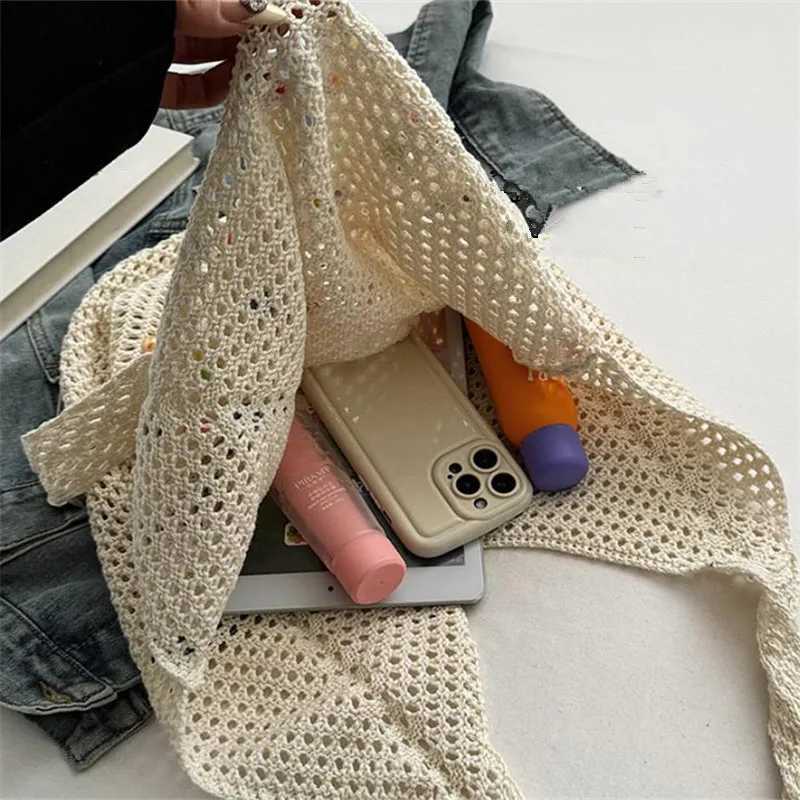 Summer Commuting Woven Bag for Women Single Armpit Bag Fashion Large Capacity Tote Bag Beach Pearl Hollow Handbag Shoulder Bag XJ250610