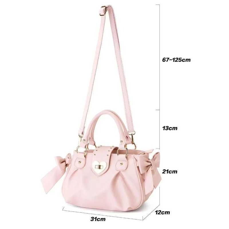Harajuku Bow Pink Hand Bag Purse Women Japanese Style Soft Casual Crossbody Bag Ladies Sweet Cute Large Capacity Shoulder Bags XJ250610