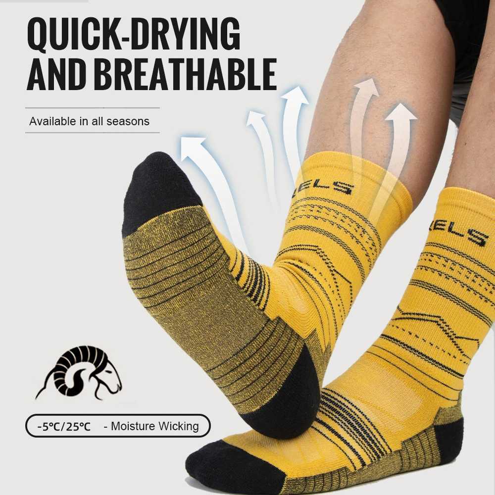 WRELS Merino Wool Socks Hiking Lightweight Shock Absorption Damping Mid-Calf Ankle Socks Running Sport Merino Wool Socks Z250610